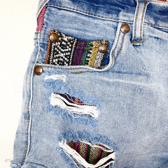 Free People Baja Serape Rugged Cut Off Jean Shorts - Picture 10 of 13